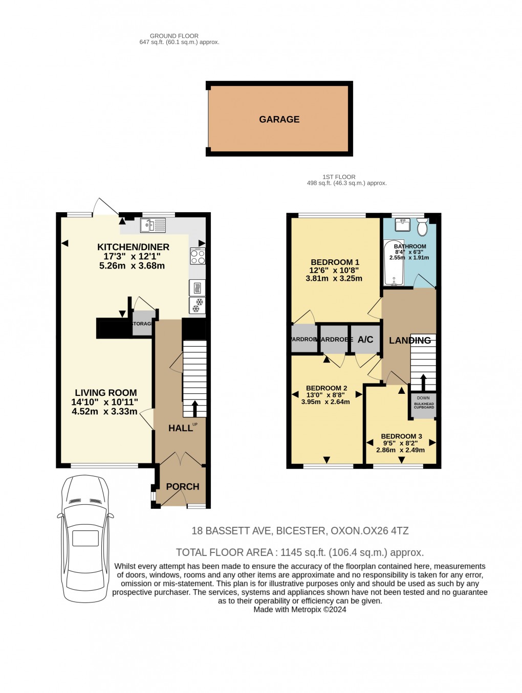 Floorplan for Bassett Avenue, Bicester