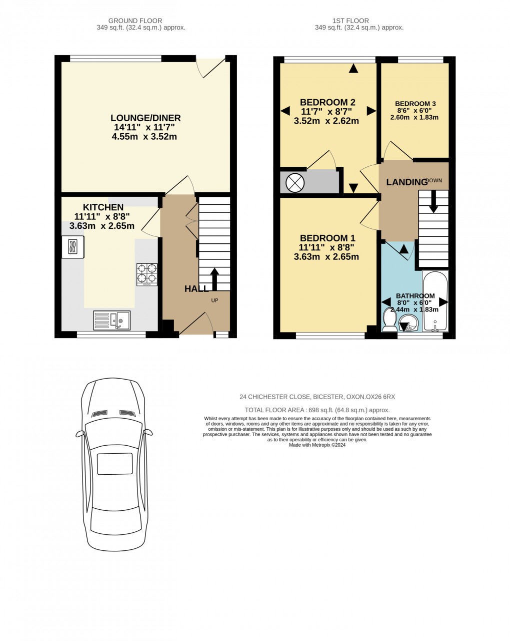 Floorplan for Chichester Close, Bicester